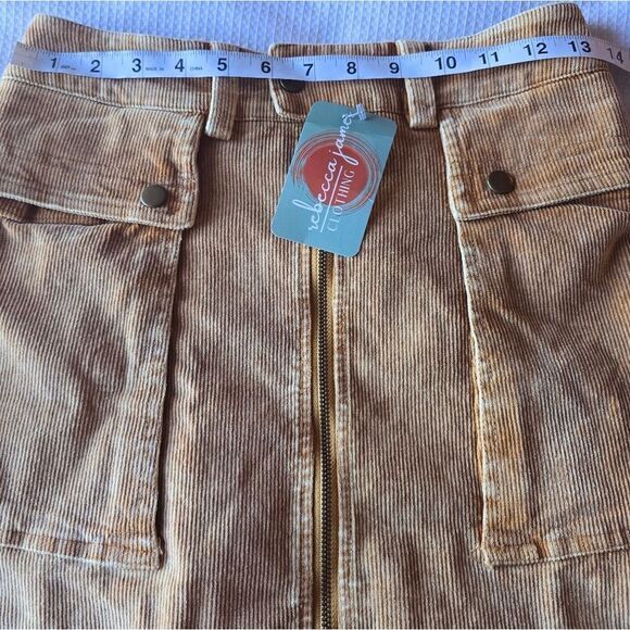 Oli & Hali -1901 NWT Tan Corduroy Mini Skirt Cargo Pockets Elastic Waist Small - Picture 8 of 8